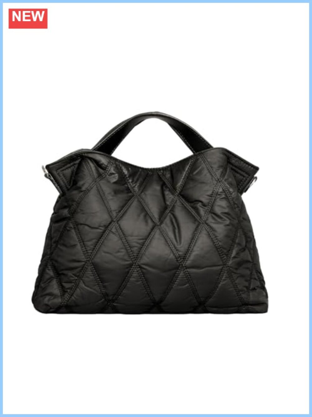 Quilted Puffer Tote Bag Nylon Lightweight Crossbody Purse Detachable Strap